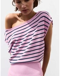 Pull&Bear - Asymmetric Short Sleeve Jumper - Lyst