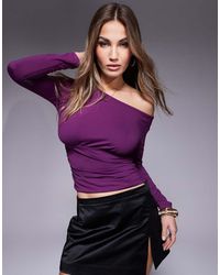 ASOS - Top Monospalla Asimmetrico Extra Largo Color Prugna - Lyst