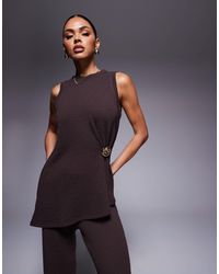 River Island - Textured Shell Gold Hardware Wrap Top Co-ord - Lyst