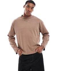 ASOS - T-shirt oversize coupe carrée en tissu épais avec manches longues - Lyst
