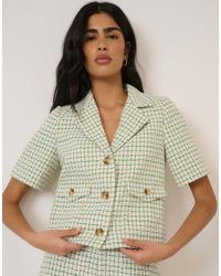 Nobody's Child - Check Short Sleeve Boucle Jacket - Lyst