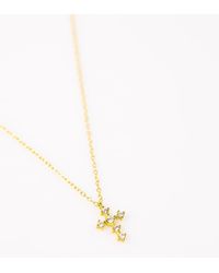 Lovisa - Plated Sterling Cubic Zirconia Round Cross Chain Necklace - Lyst
