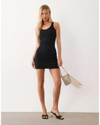ASOS - Rib Knit Scoop Neck Mini Dress With Bra Cups - Lyst