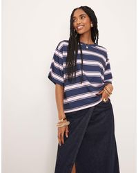 ASOS - Oversized T-shirt With Navy And Stripe - Lyst
