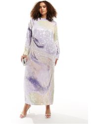 ASOS - Curve All Over Sequin Long Sleeve Maxi Dress - Lyst