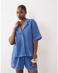 ASOS - Open Knit Revere Shirt Co-Ord With Cornelli Detail - Lyst
