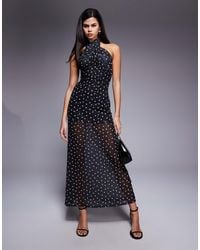 Boohoo Embroidered Mesh Sheer Maxi Dress in Black | Lyst Australia Boohoo Embroidered Mesh Sheer Maxi Dress in Black | Lyst Australia