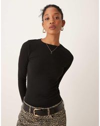 New Look - Body De Manga Larga Con Cuello Redondo De - Lyst