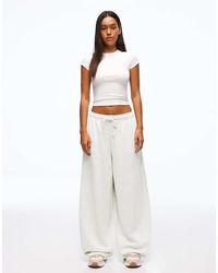 Bershka - Barrel Plush Trousers With Stoppers - Lyst