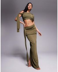 Wanderdoll - Lois Fine Knit Maxi Drape Detail Skirt Co-ord - Lyst