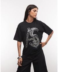 AllSaints - Linx Etta Short Sleeve Boxy T-Shirt With Embellished Graphic Logo - Lyst