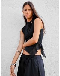 Bershka - Short Sleeve Tulle Polka Dot T-Shirt - Lyst