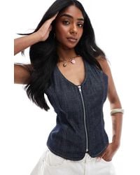 Pull&Bear - Denim Halterneck Top - Lyst
