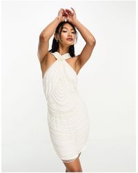 ASOS - Halter Pearl Mini Dress With Drape Beading Detail - Lyst