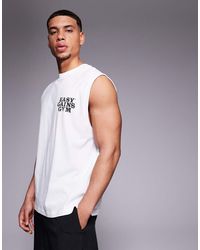 4505 - Cotton Oversized Pump Training Tank Top With Chest Graphic And Quick Dry Finish - Lyst