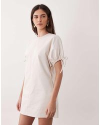 ASOS - Crew Neck Mini Dress With Tie Sleeve Detail - Lyst