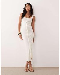 ASOS - Button Down Rib With Picot Trim Midi Dress - Lyst