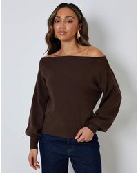 Threadbare - 'Marilyn' Slash Neck Knitted Jumper - Lyst