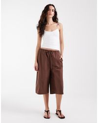 ASOS - Bermudashort Met Katoenlook En Lange Pasvorm - Lyst