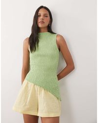ASOS - Knitted Shirred Asymmetric Top - Lyst