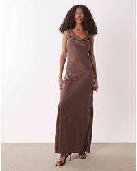 Jdy - Cowl Neck Satin Maxi Dress - Lyst