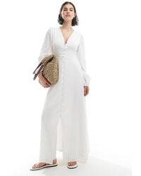 Vero Moda - Crinkle Cotton Blouson Sleeve Boho Maxi Dress - Lyst