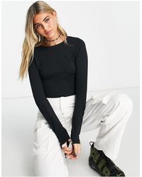 ASOS - Fitted Crop T-shirt With Long Sleeve - Lyst