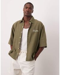 ASOS - Oversized Short Sleeved Shirt With Chest Embroidery Detail - Lyst