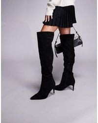 Public Desire - Public Desire Ellen Wide Fit Pointed Toe Heeled Knee Boots - Lyst