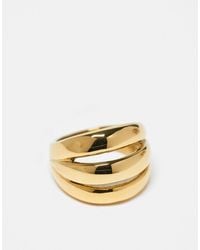 Kaiia - Exclusive Stainless Steel Chunky Triple Stacked Ring - Lyst