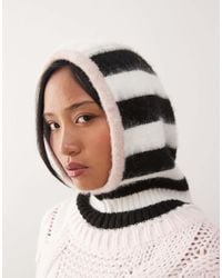 Collusion - Fluffy Knit Striped Balaclava With Bow Detail - Lyst