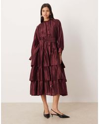 Ghospell - Feven Button Up Oversized Tie Midi Dress - Lyst