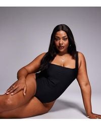 ASOS - Asos Design Curve Revenge Sculpting Square Neck Swimsuit - Lyst