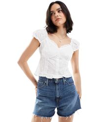 New Look - Top Milkmaid Con Bottoni - Lyst