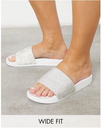 wide fit fur sliders