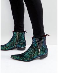 Jeffery West Adam Ant Iridescent Zip Boots - Blue