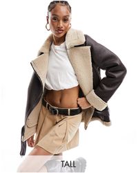 ONLY - Faux Leather Aviator Jacket - Lyst