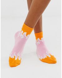 ASOS Pastel Flame Ankle Socks - Orange