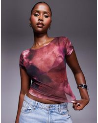 ASOS - Mesh Oversized Floral Print Baby Tee - Lyst