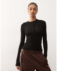 Weekday - Long Sleeve Henley T-Shirt - Lyst