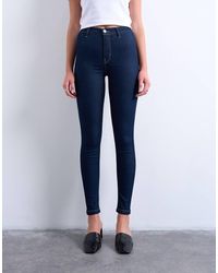 TOPSHOP - Vaqueros Enjuagados De Talle Alto Y Corte Pitillo Joni De -Azul - Lyst