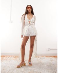 Monki - Open Knit Maxi Cardigan - Lyst