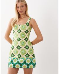 Nobody's Child - Connie Linen Blend Square Neck Sleeveless Mini Dress - Lyst