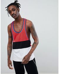 ASOS Extreme Racer Back Vest With Colour Block - Red