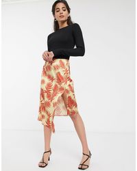 glamorous satin midi skirt in leopard print