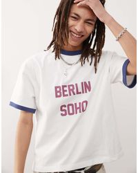 Prohibited - T-Shirt Met Contrast En Soho-Print - Lyst
