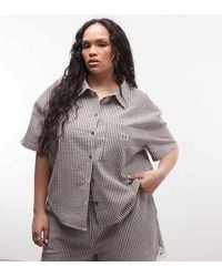 Noisy May - Seersucker Short Sleeve Boxy Shirt Co-ord - Lyst
