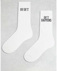 ASOS - 2 Pack Socks With Swear Words Graphic - Lyst