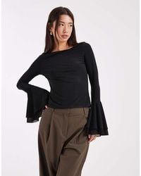 ASOS - Premium Slinky Long Sleeve Top With exaggerated Sleeve Detail - Lyst