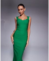 Vesper - Bengaline Sweetheart Neck Open Back Midaxi Dress - Lyst